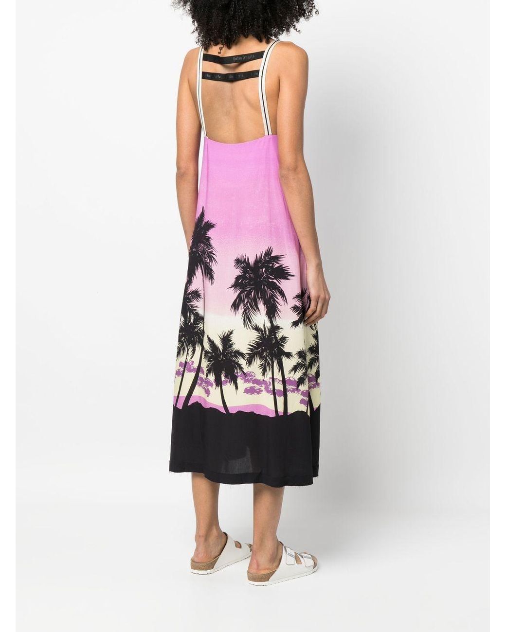 Palm Angels Pink Midikleid Mit Sonnenuntergang