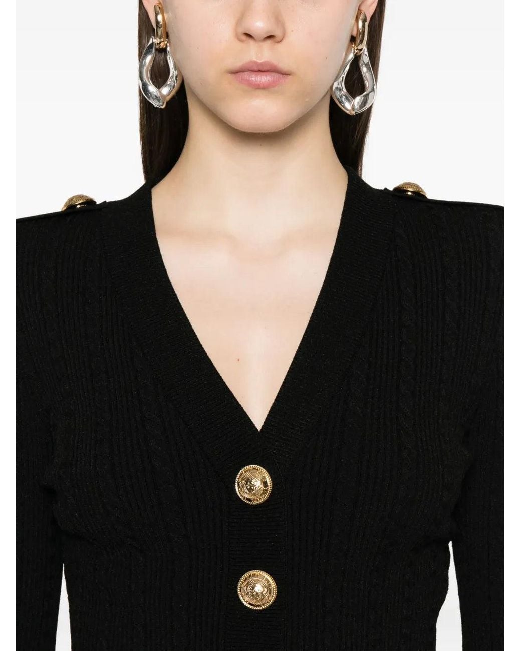 Balmain Geribbeld Vest Met Knoppen in het Black