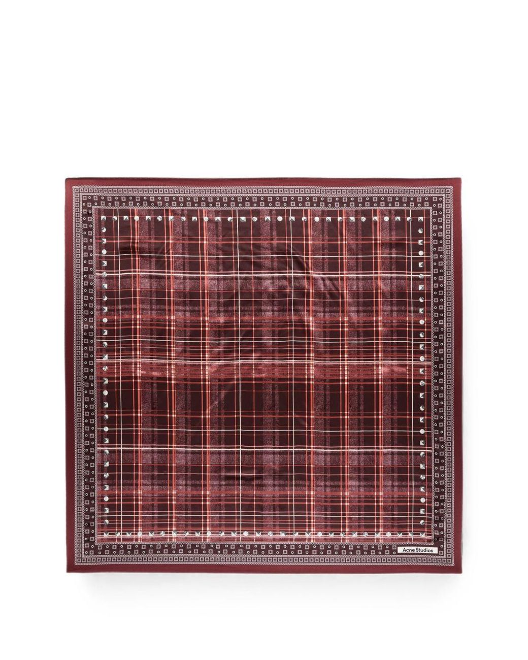 Acne Red Checked Silk Scarf
