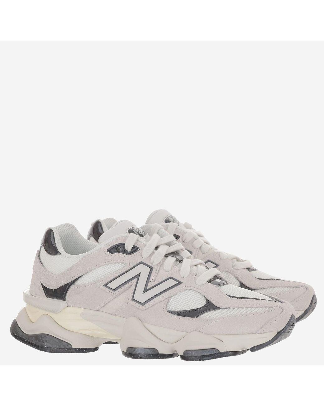 New Balance White Sneakers 9060 Suede/Mesh Trainers