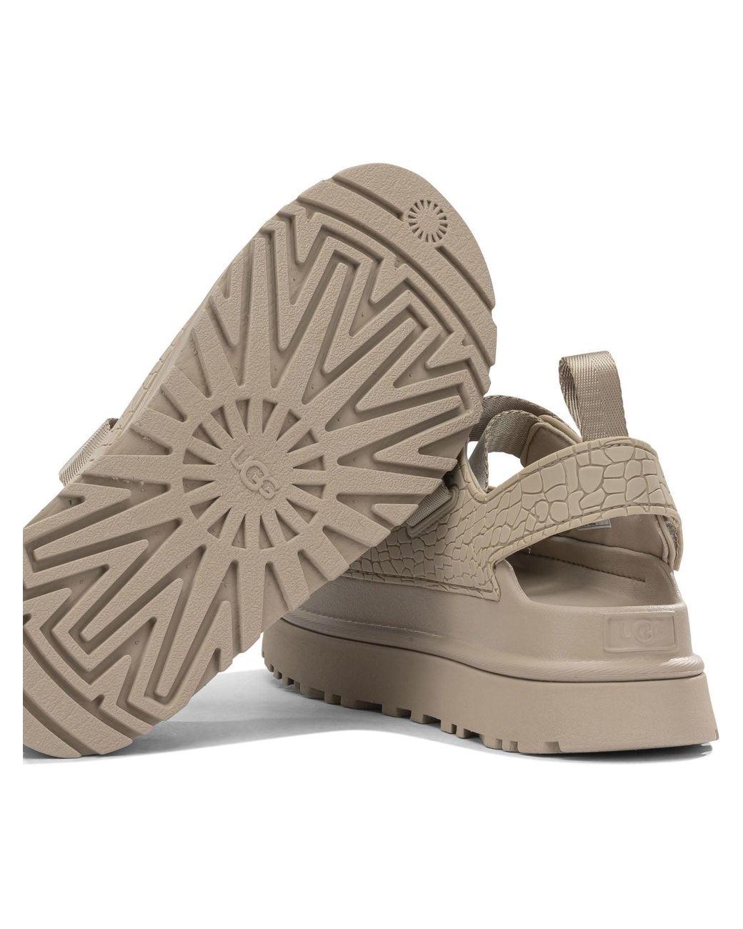 Ugg Gray "Goldenglow Embossed" niedrige Sandalen