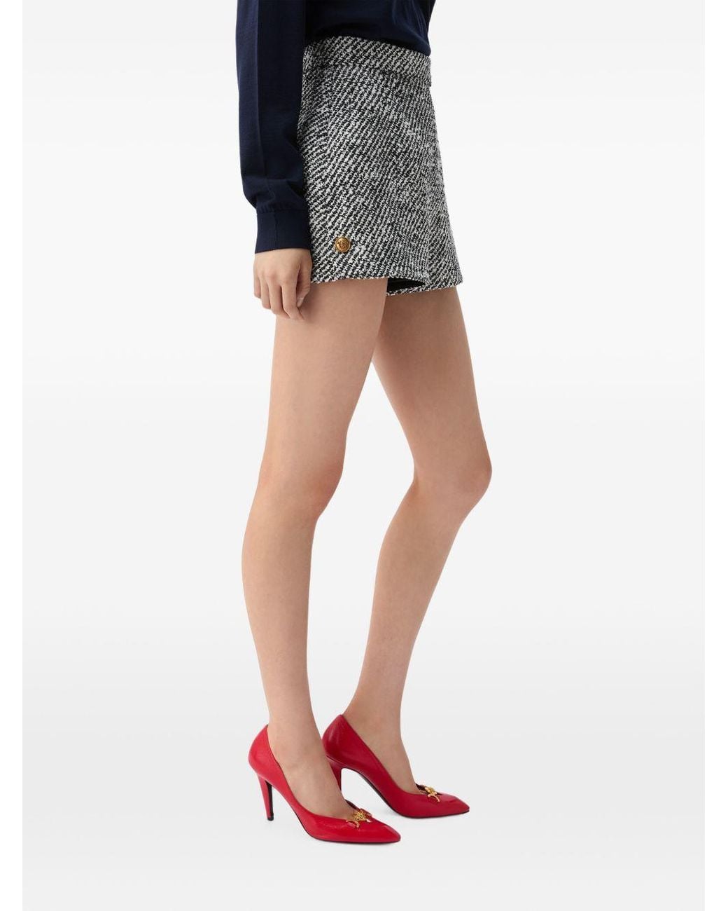 Versace Gray Bouclé Wool Shorts