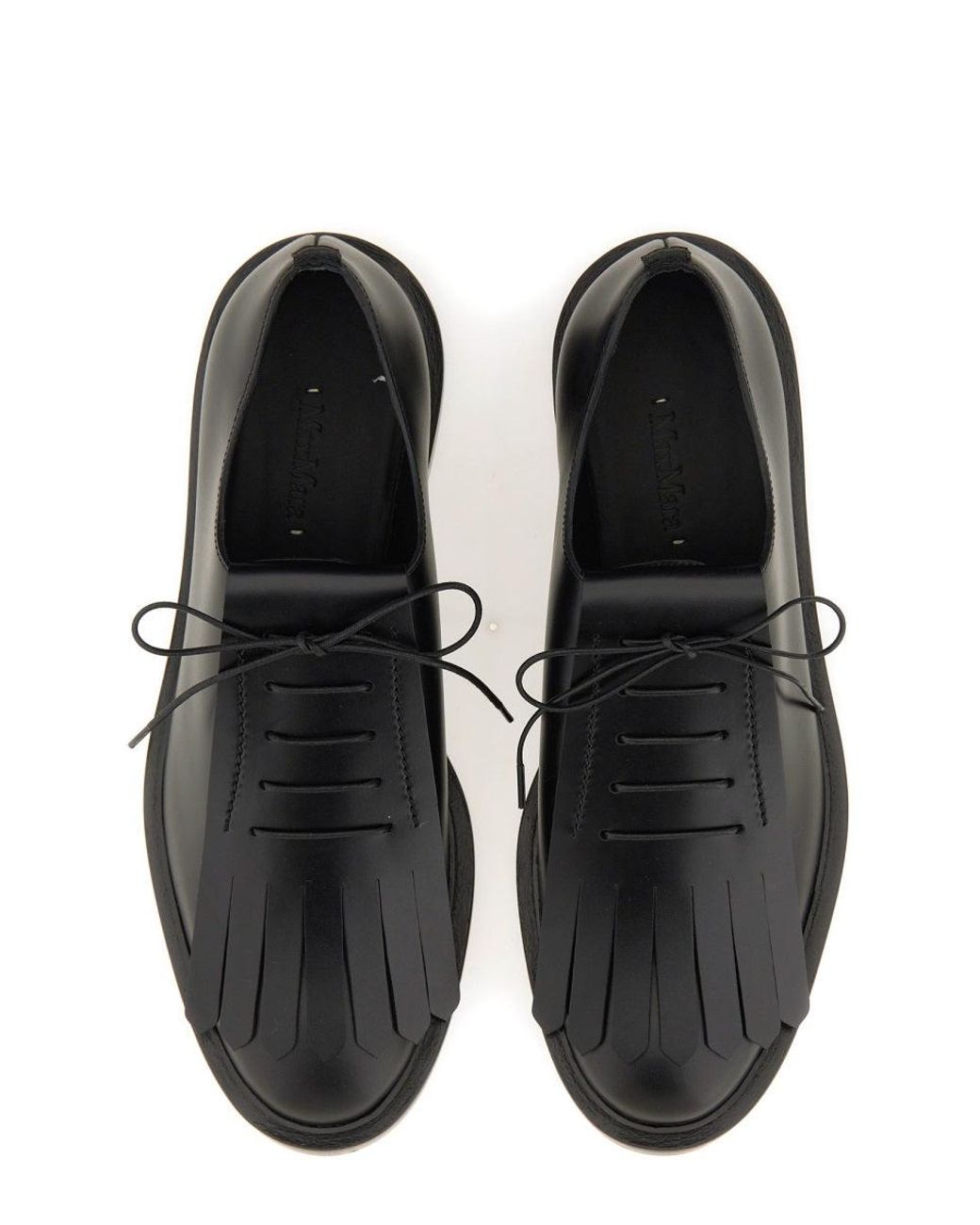 Max Mara Black Elegant Leather Derby Dress Shoes For