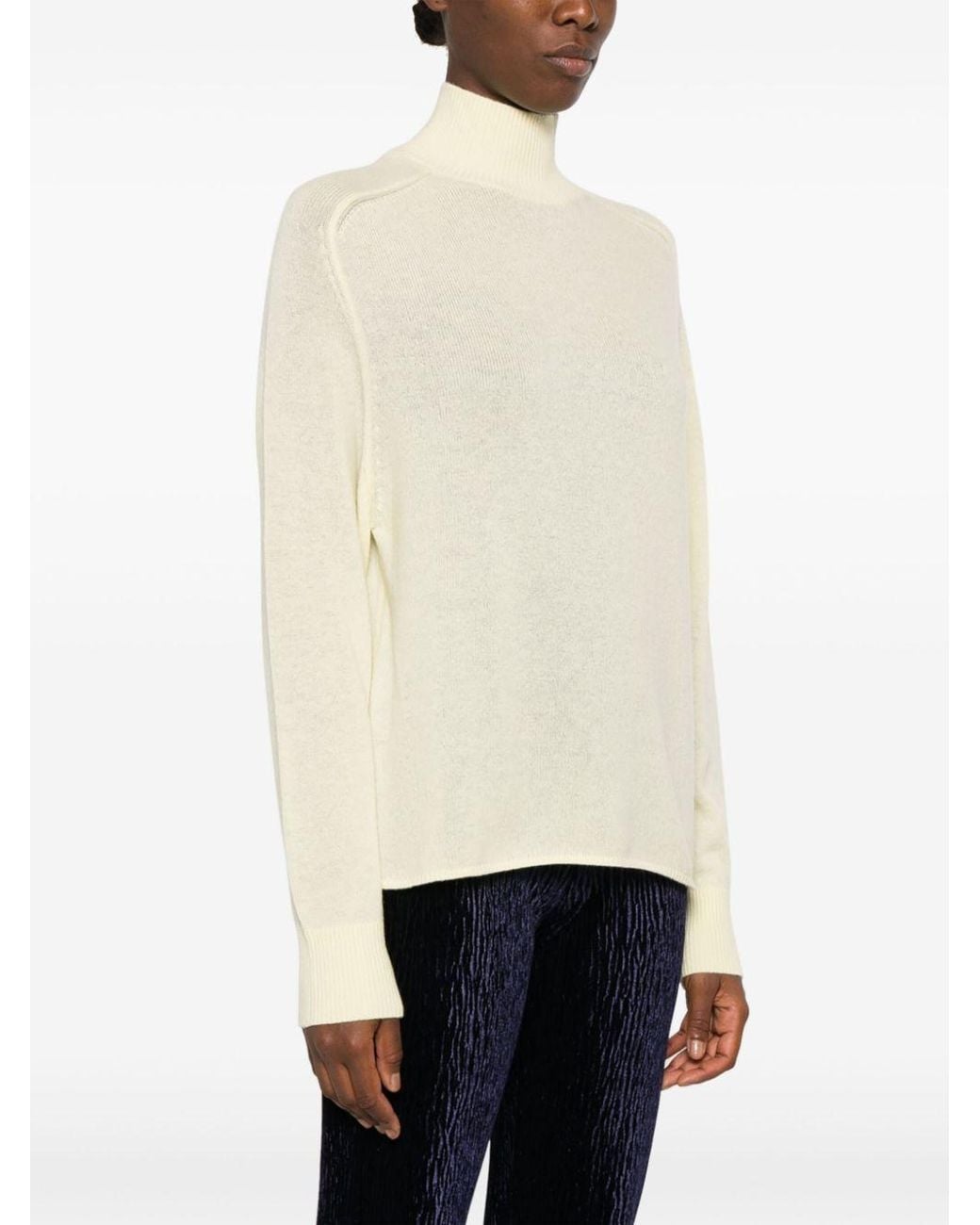 Forte_forte White Cashmere Wool Turtle Neck Sweater
