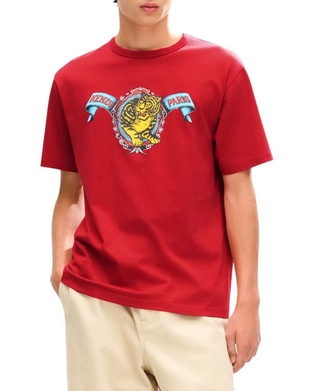 KENZO Red Jumping Tiger' Cotton T Shirt