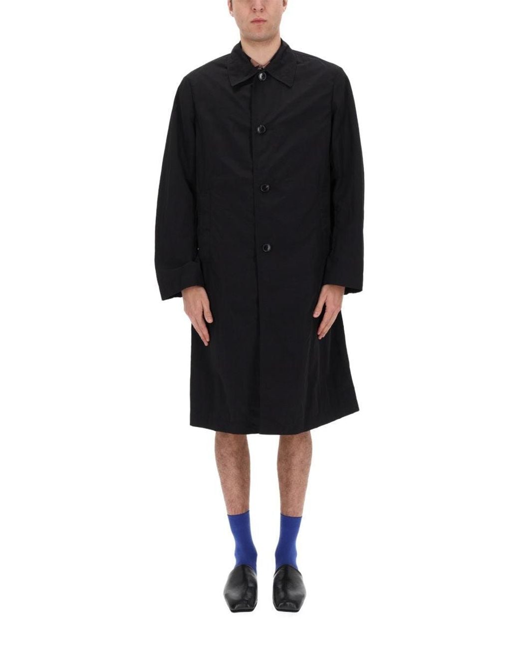 Dries Van Noten Black Long Button-Front Coat for men