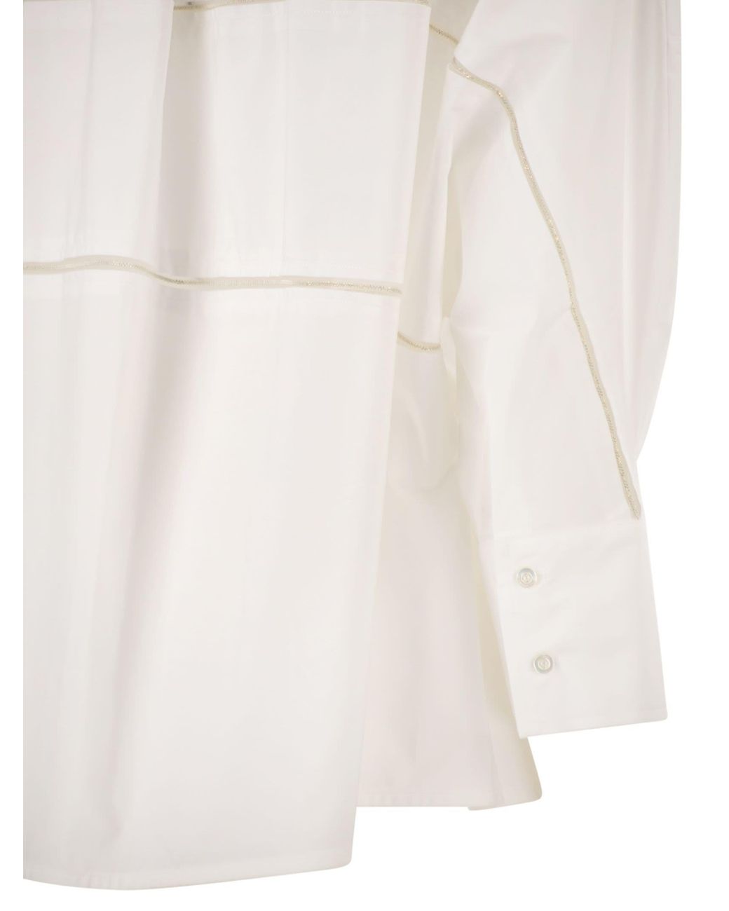 Fabiana Filippi White Cropped Poplin Shirt With Detail On The Back