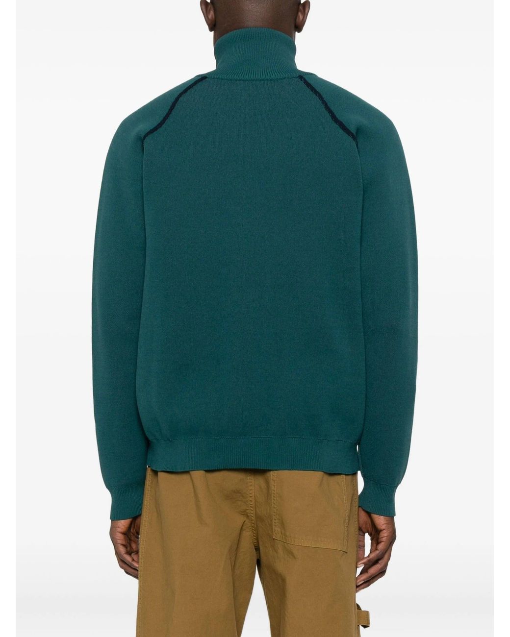 1989 STUDIO Green Full Zip Raglan Sweater for men