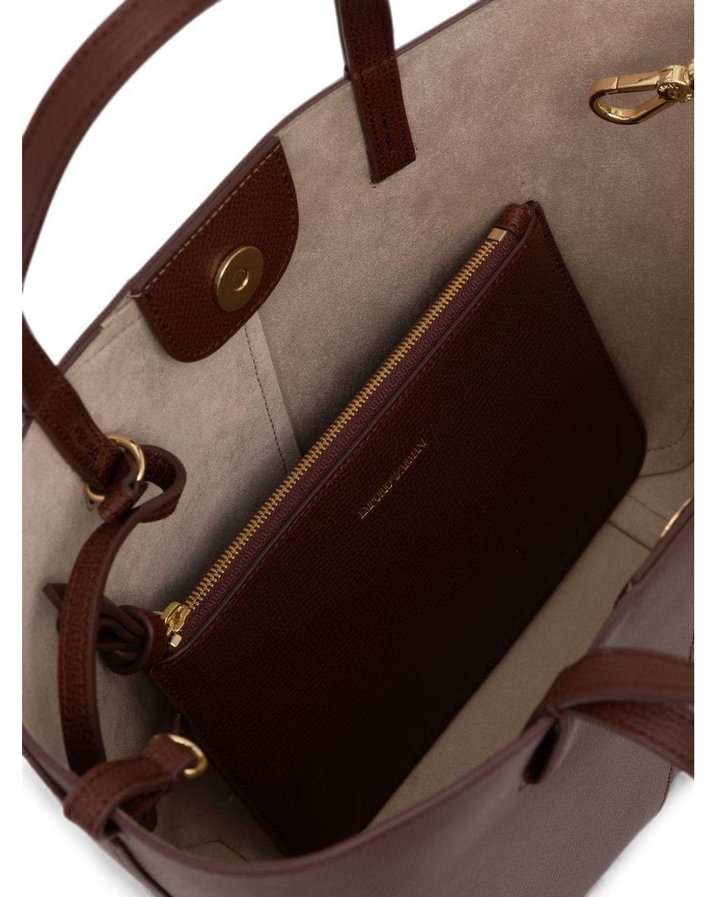 Emporio Armani Brown Small Leather Tote Bag