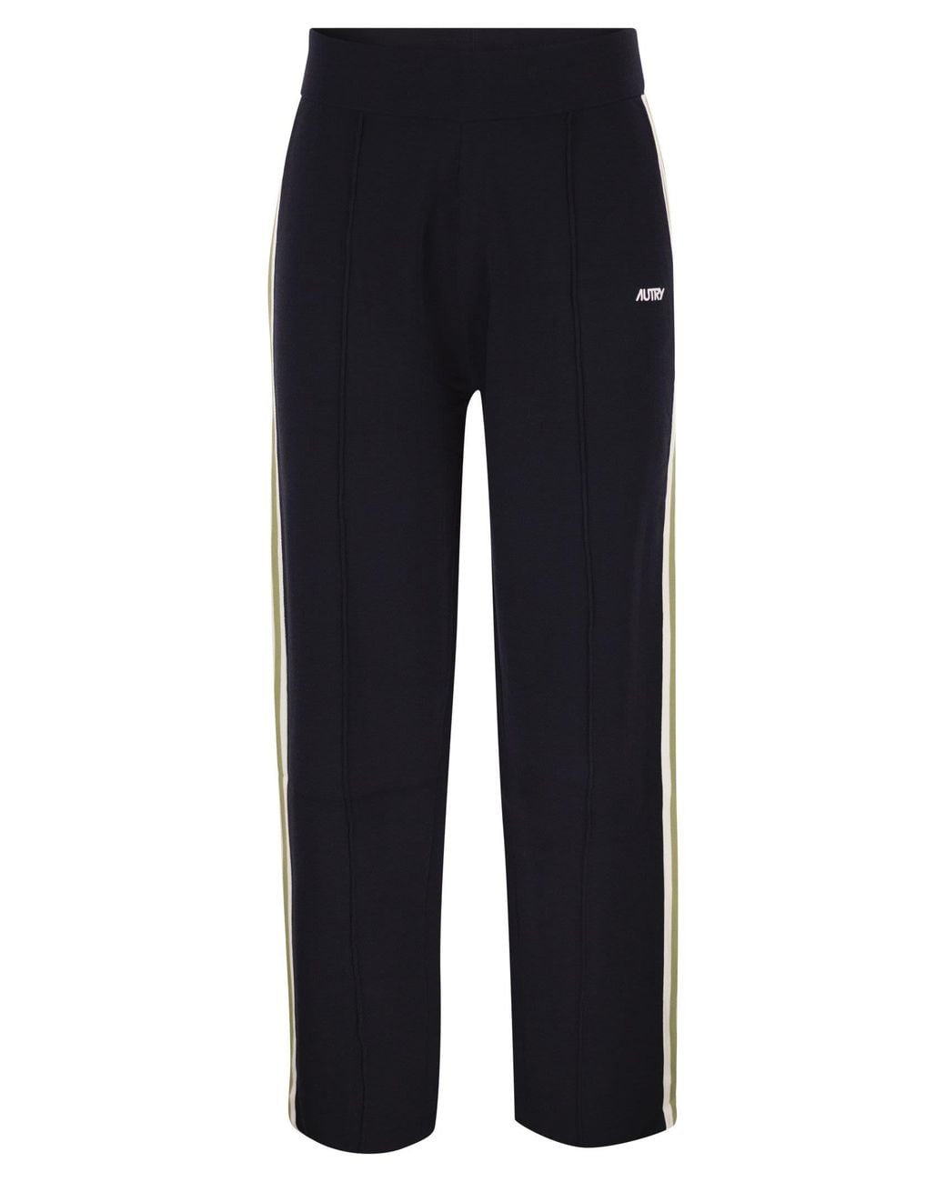 Autry Blue Viscose Track Trousers With Side Stripes for men