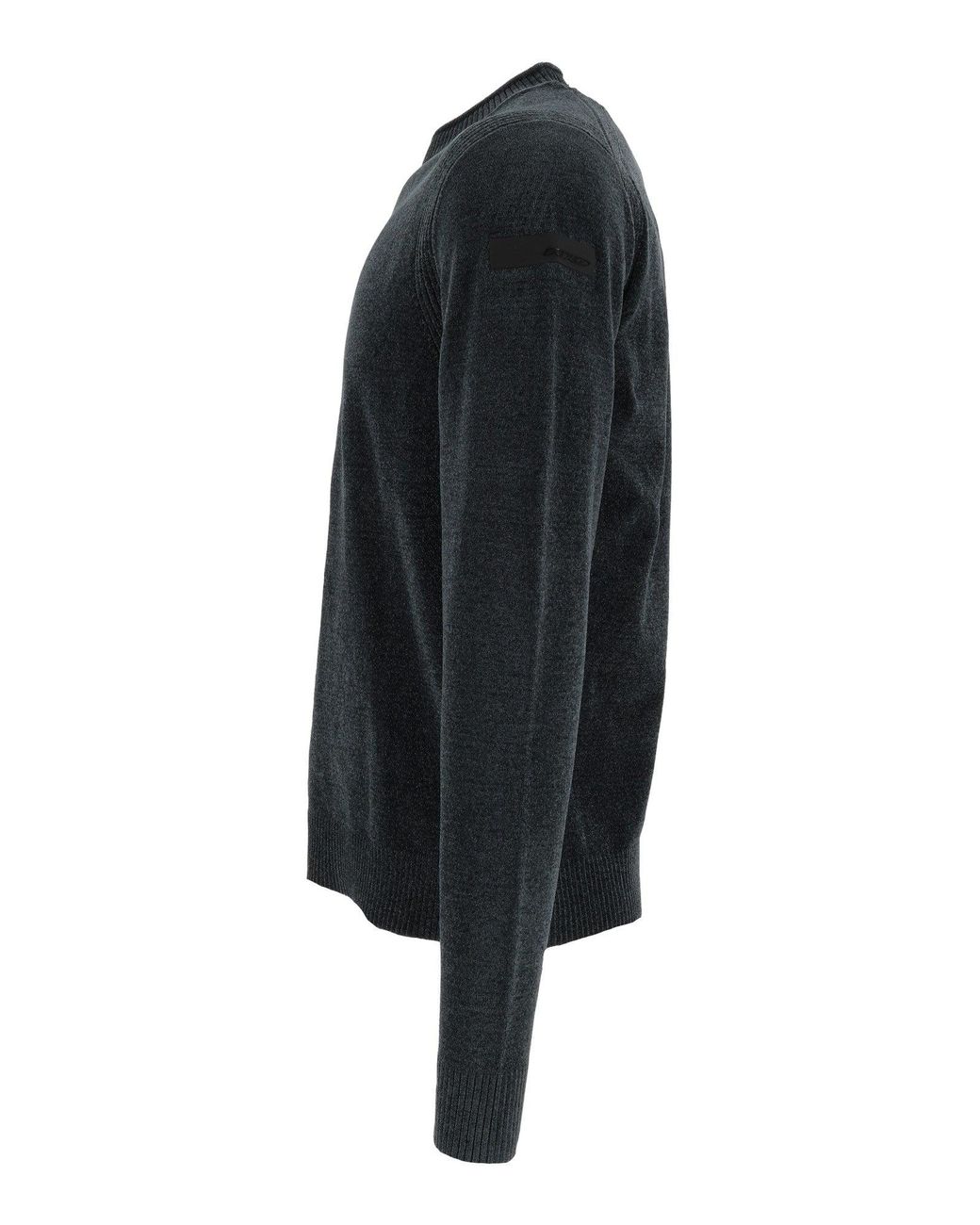 Rrd Blue Plush Velvet Round-Neck Knit Sweater for men