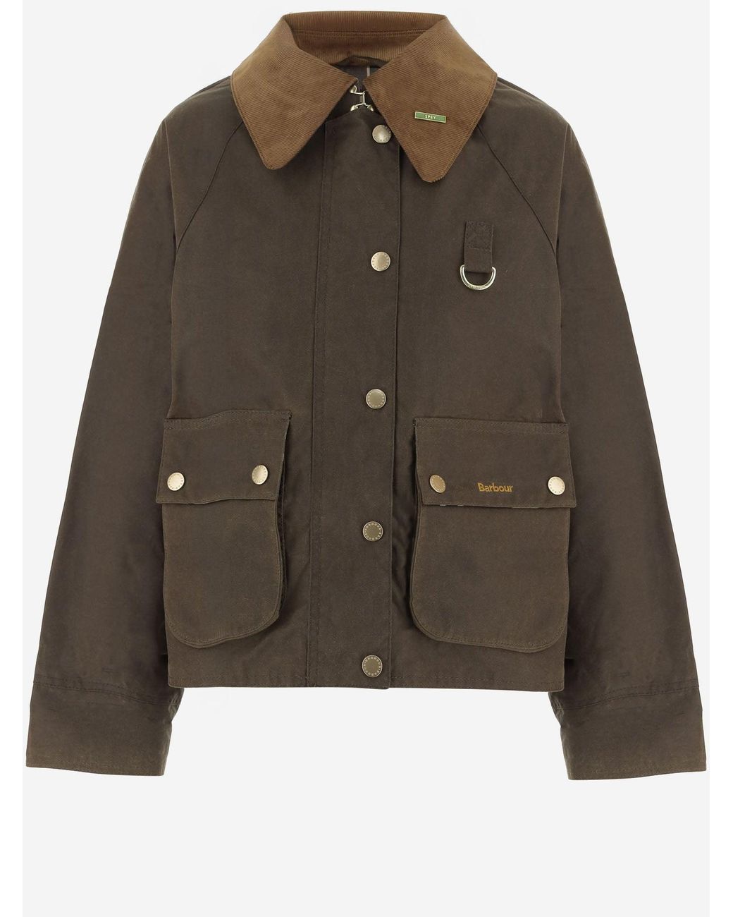 Barbour Brown Waxed Cotton Jacket With Contrast Collar