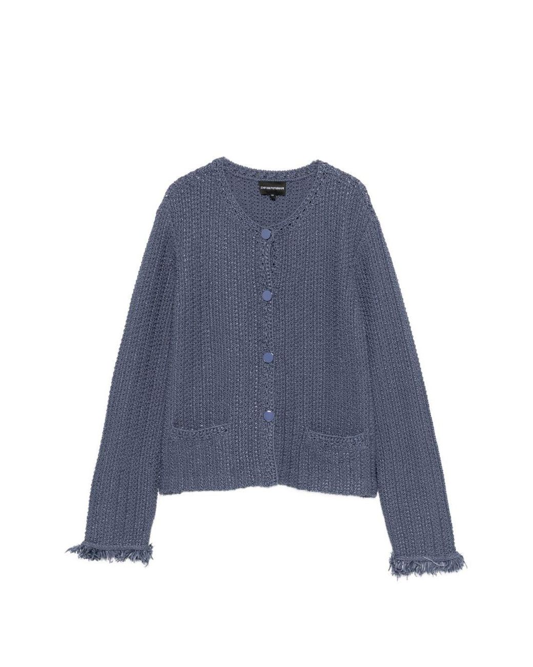 Emporio Armani Blue Cotton Blend Blazer Jacket