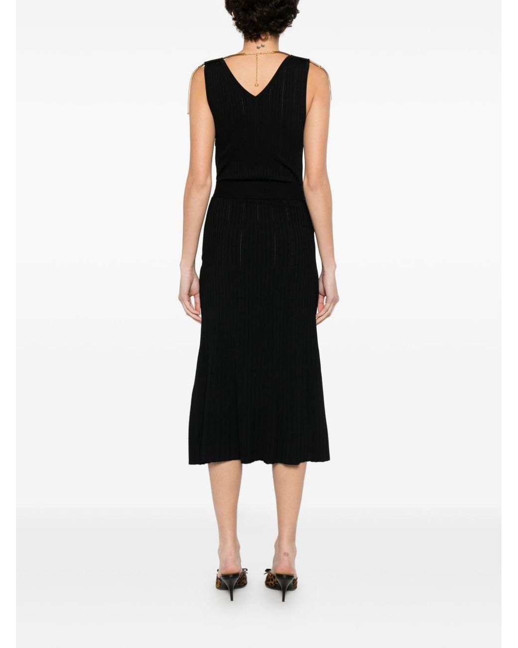 Elisabetta Franchi Black Knitted Midi Dress