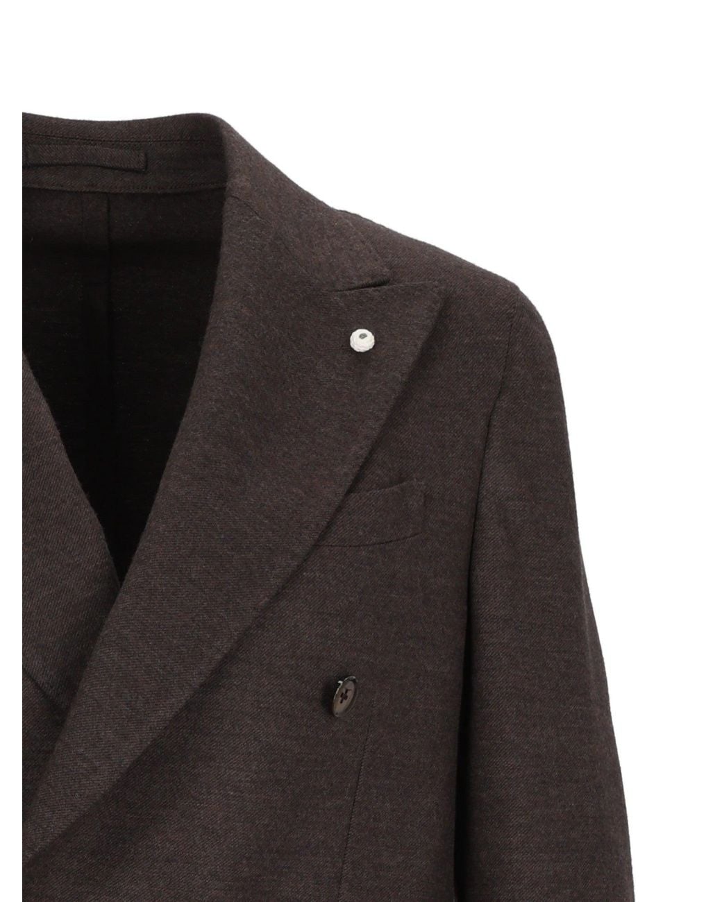 BRANDO-LUBIAM Black Double-Breasted Blazer With Structured Silhouette And Wide Lapels