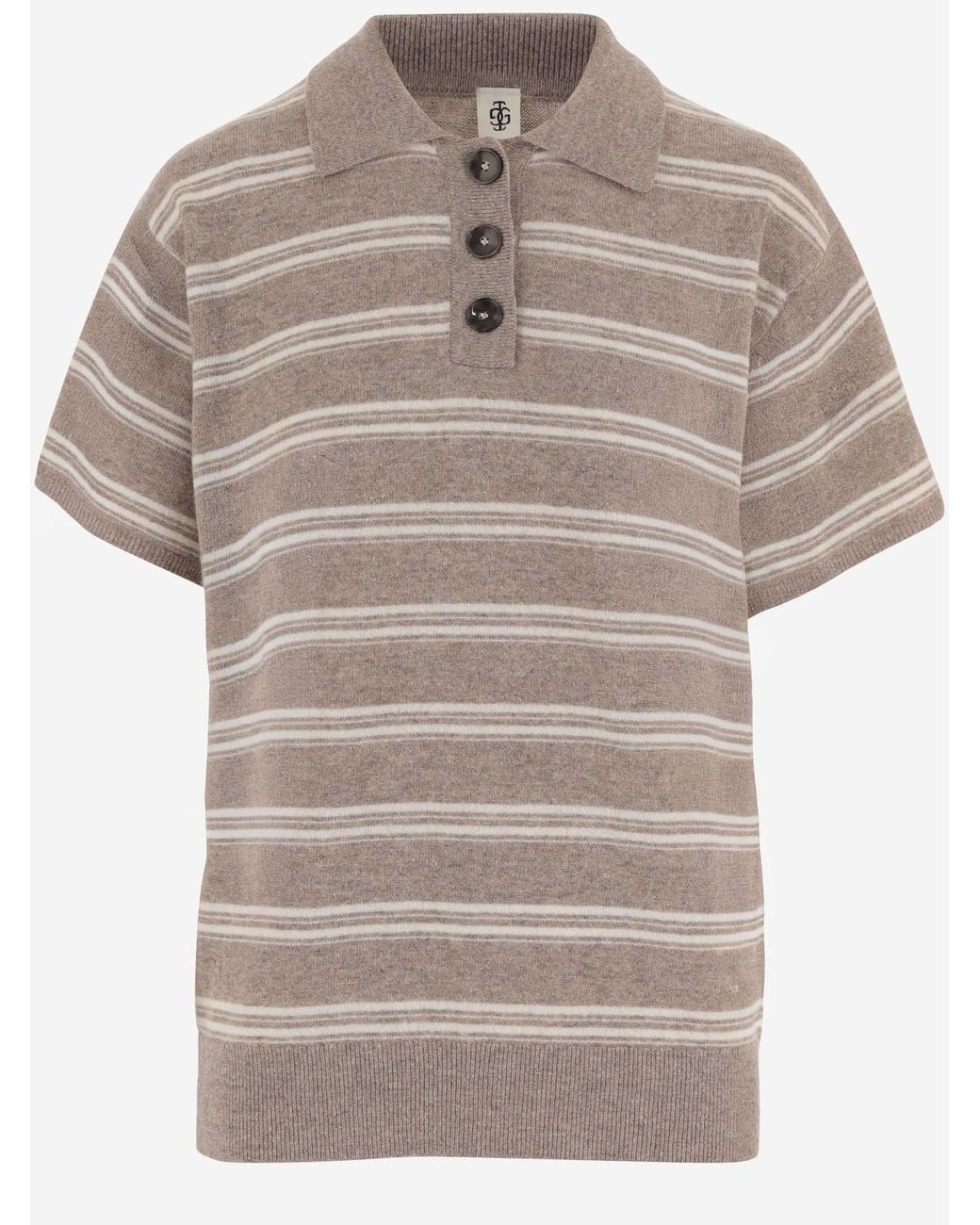 THE GARMENT Gray T-Shirt Striped Wool-Cashmere T-Shirts & Jerseys