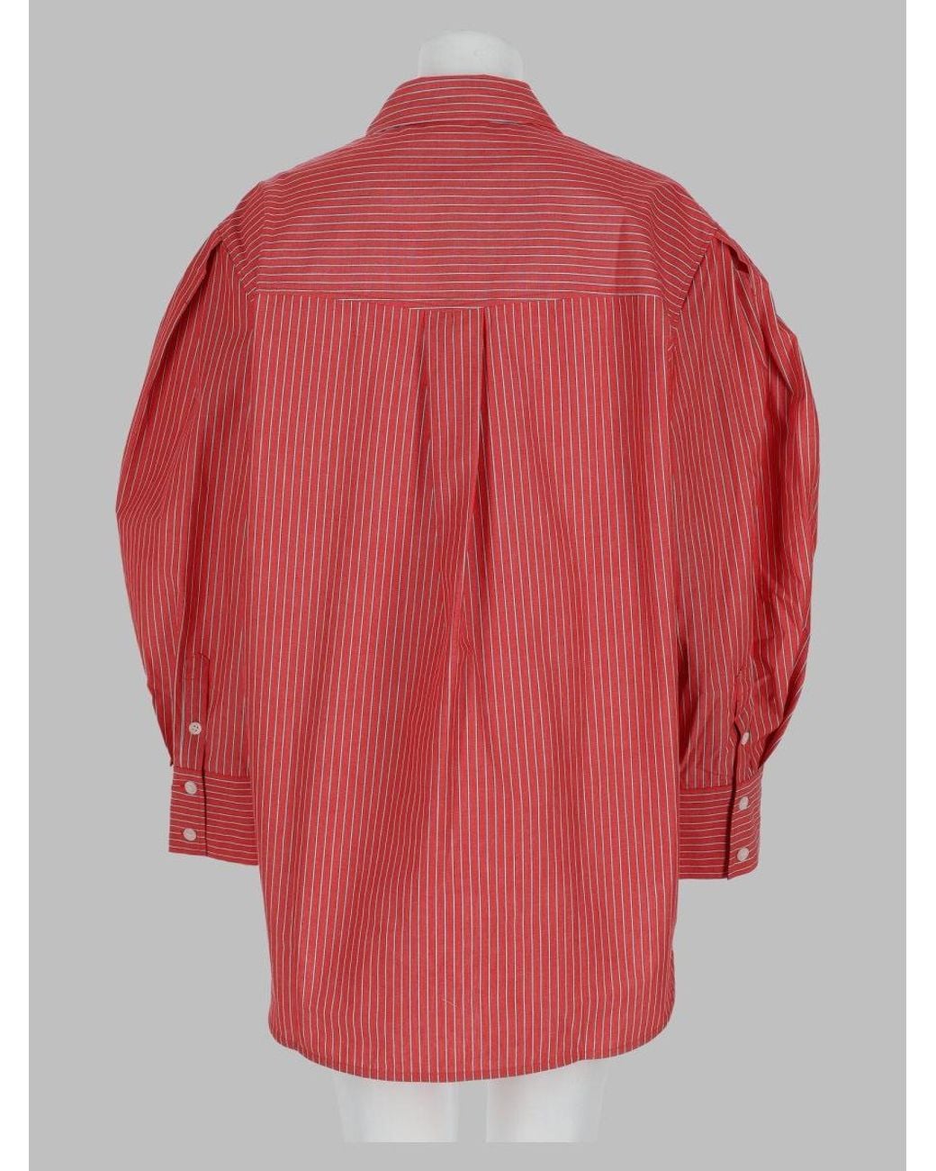 Ganni Red Oversized Striped Cotton Button-Down Shirt