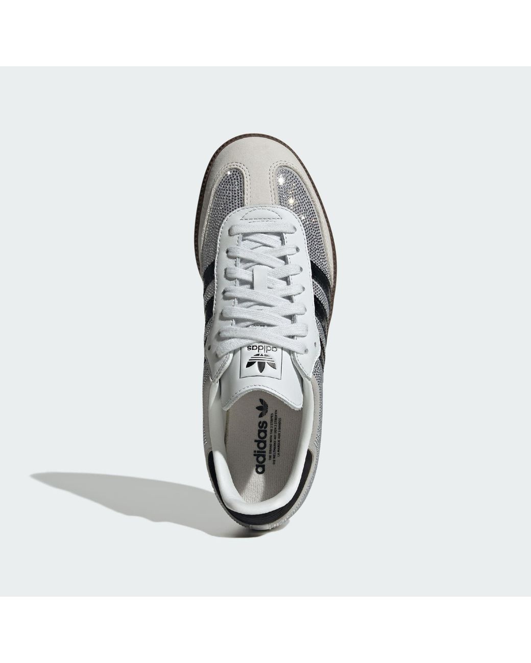 Adidas Originals Gray Rhinestone Lace-Up Sneaker With Regular Fit And 3-Stripe Serrated Heel