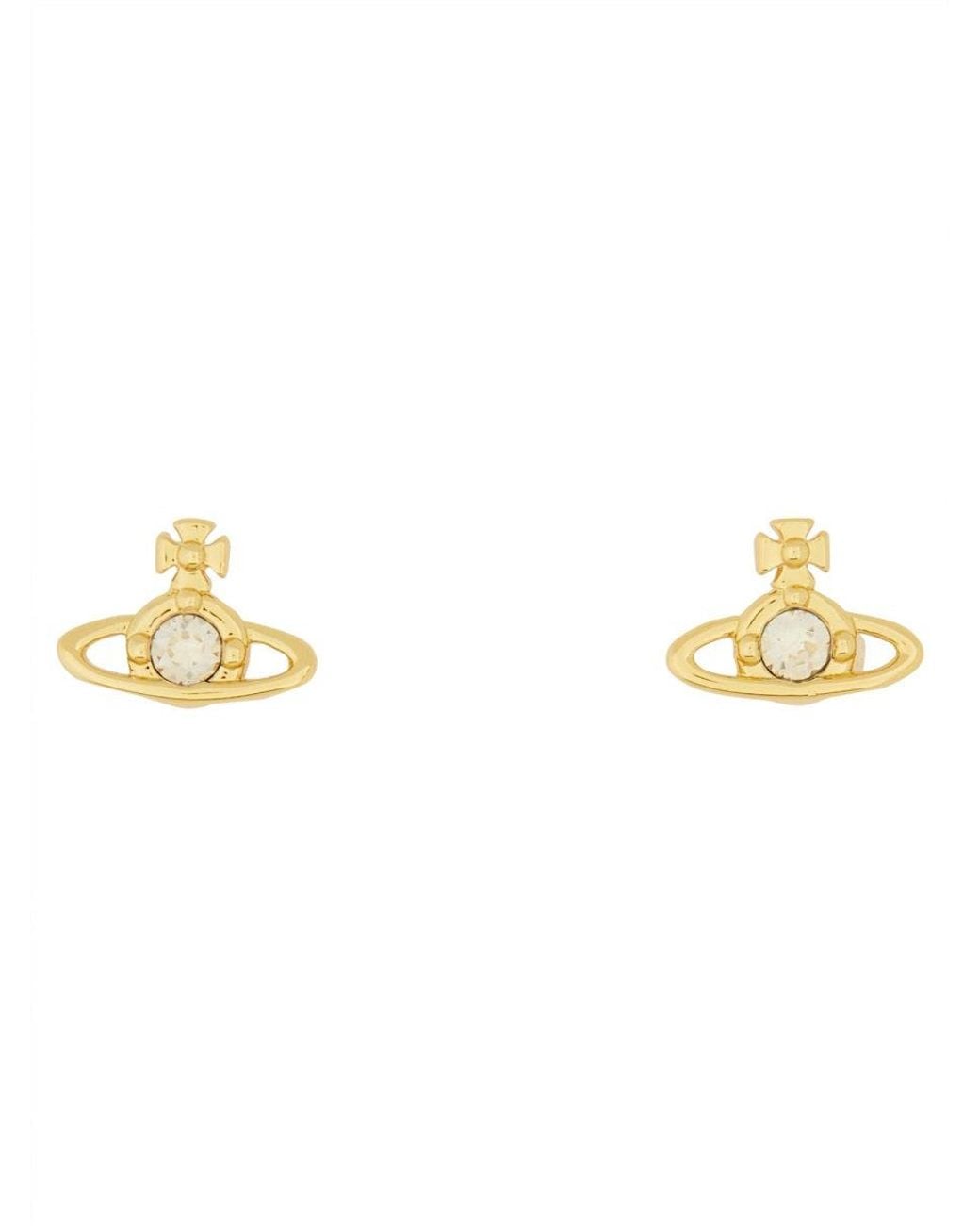 Vivienne Westwood Metallic Nano Solitaire Mini Stud Earrings