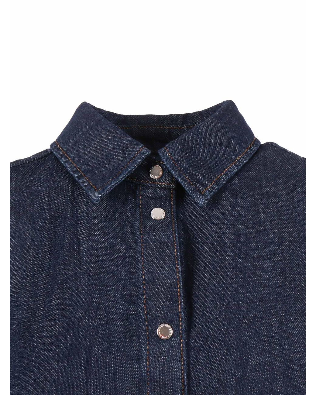 7 For All Mankind Blue Sleeveless Shirt Blossom