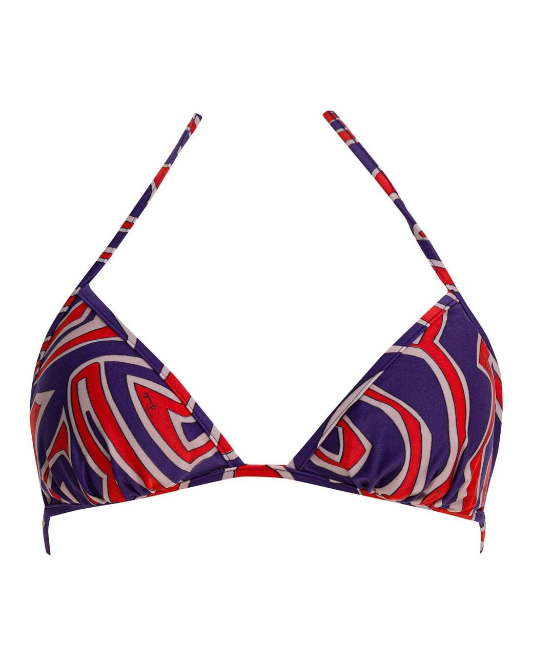 Emilio Pucci Red Labirinto Print Triangle Bikini Top