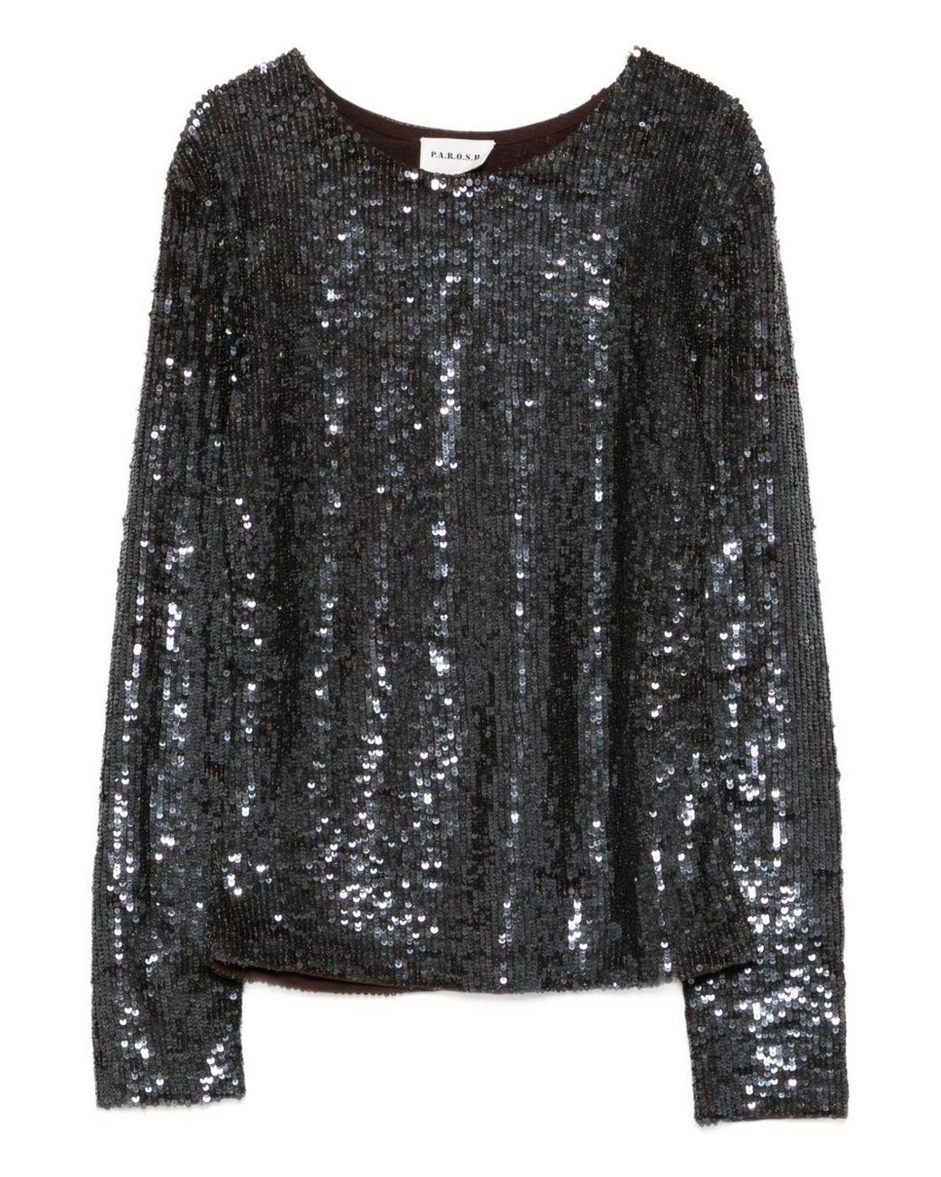 P.A.R.O.S.H. Black Long-Sleeved Top With Sequins