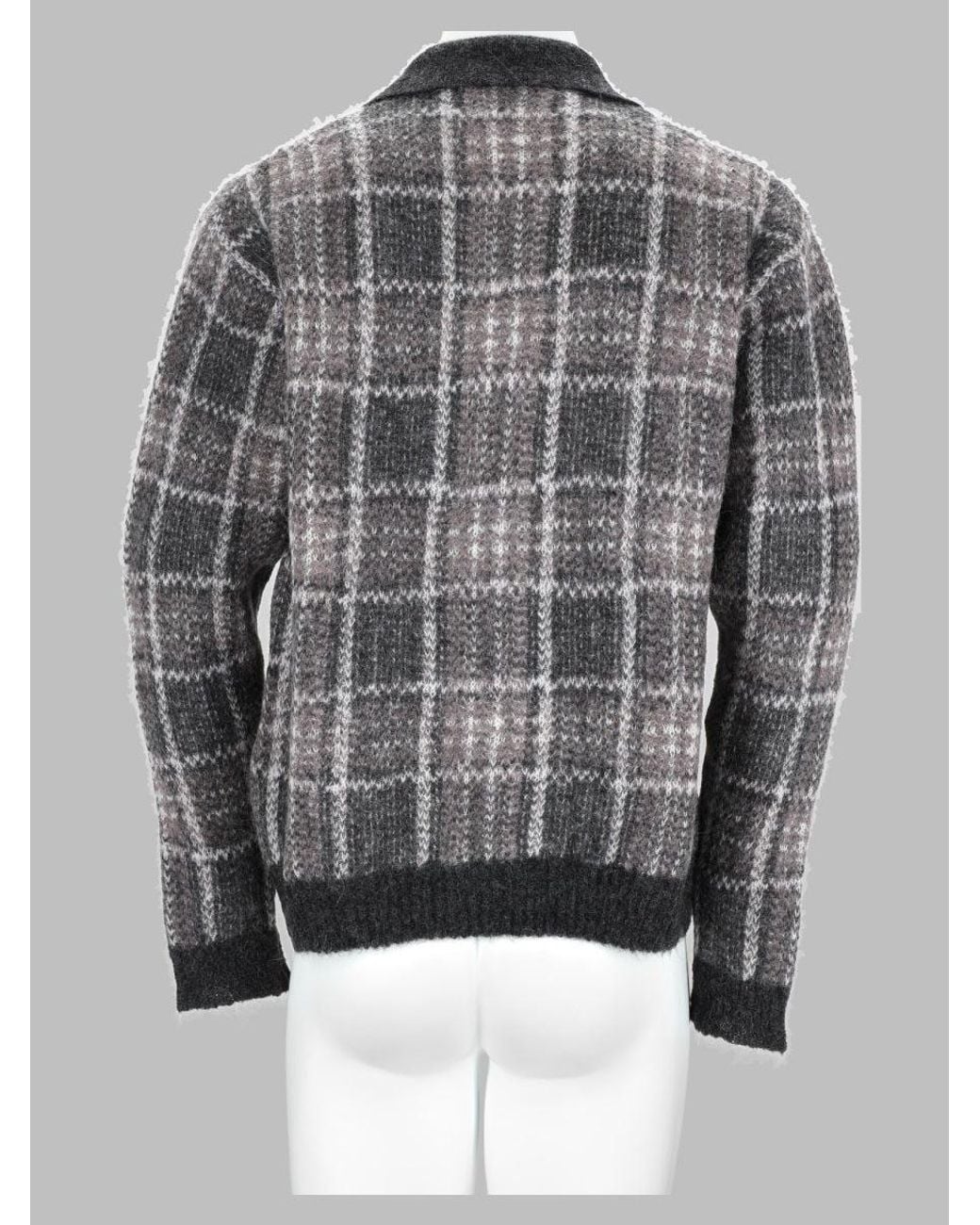 Our Legacy Gray Alpaca Fuzzy Grand Check Sweater For for men