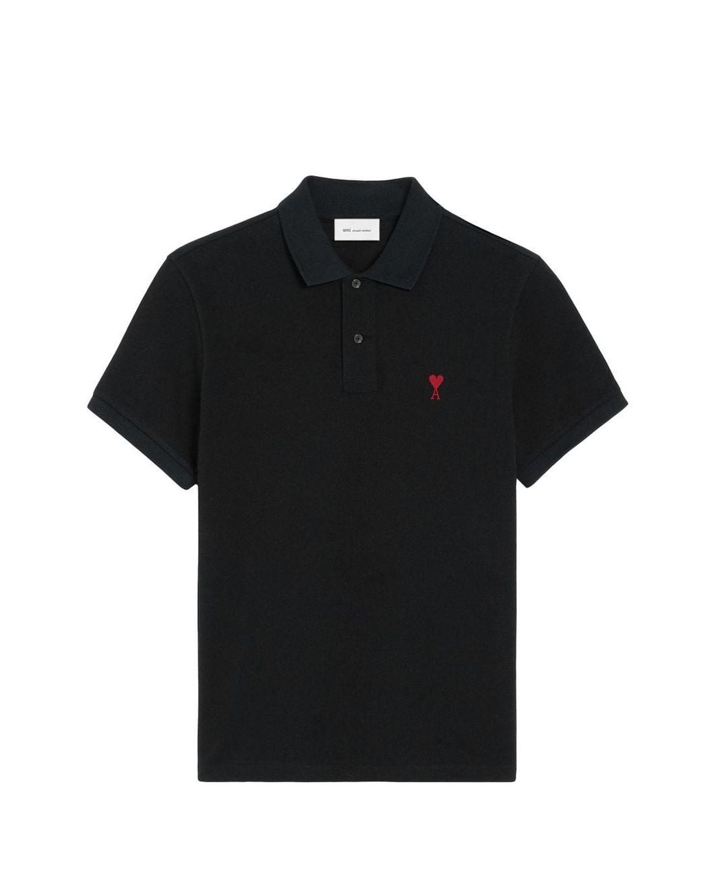 AMI Black Ami De Coeur Cotton Polo Shirt