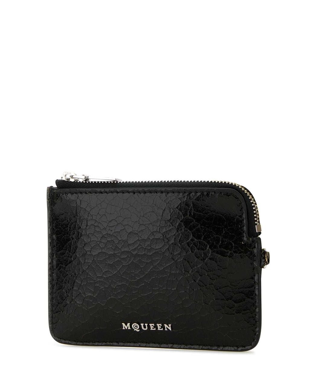 McQueen Black Leather Card Holder for men