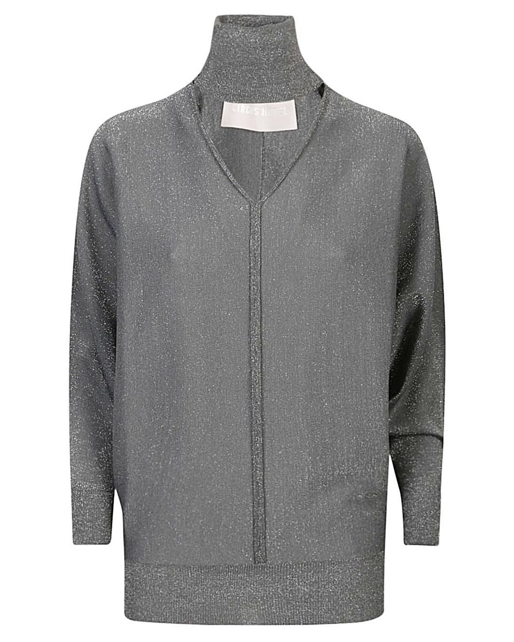 Circus Hotel Gray Viscose Turtleneck Sweater