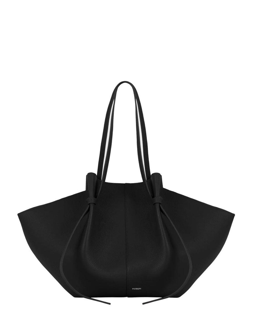 Yuzefi Black Pebble-Grain Leather Shoulder Bag