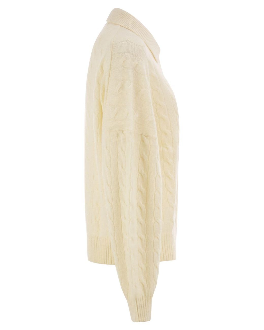 Polo Ralph Lauren Natural Cable-Knit Wool And Cashmere Polo Jumper