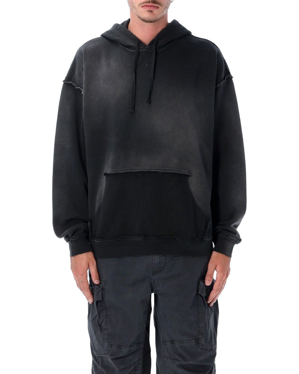 DIESEL Blue Relaxed Fit Washed Hoodie With Vintage Detailing