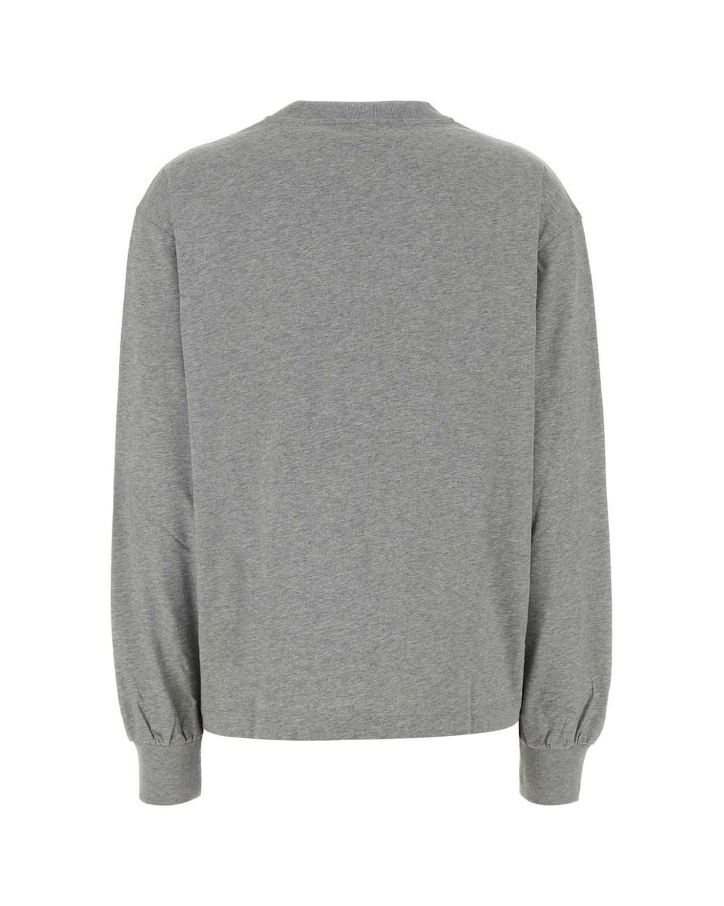 Ganni Gray Basic 100% Cotton Long Sleeve T-Shirt