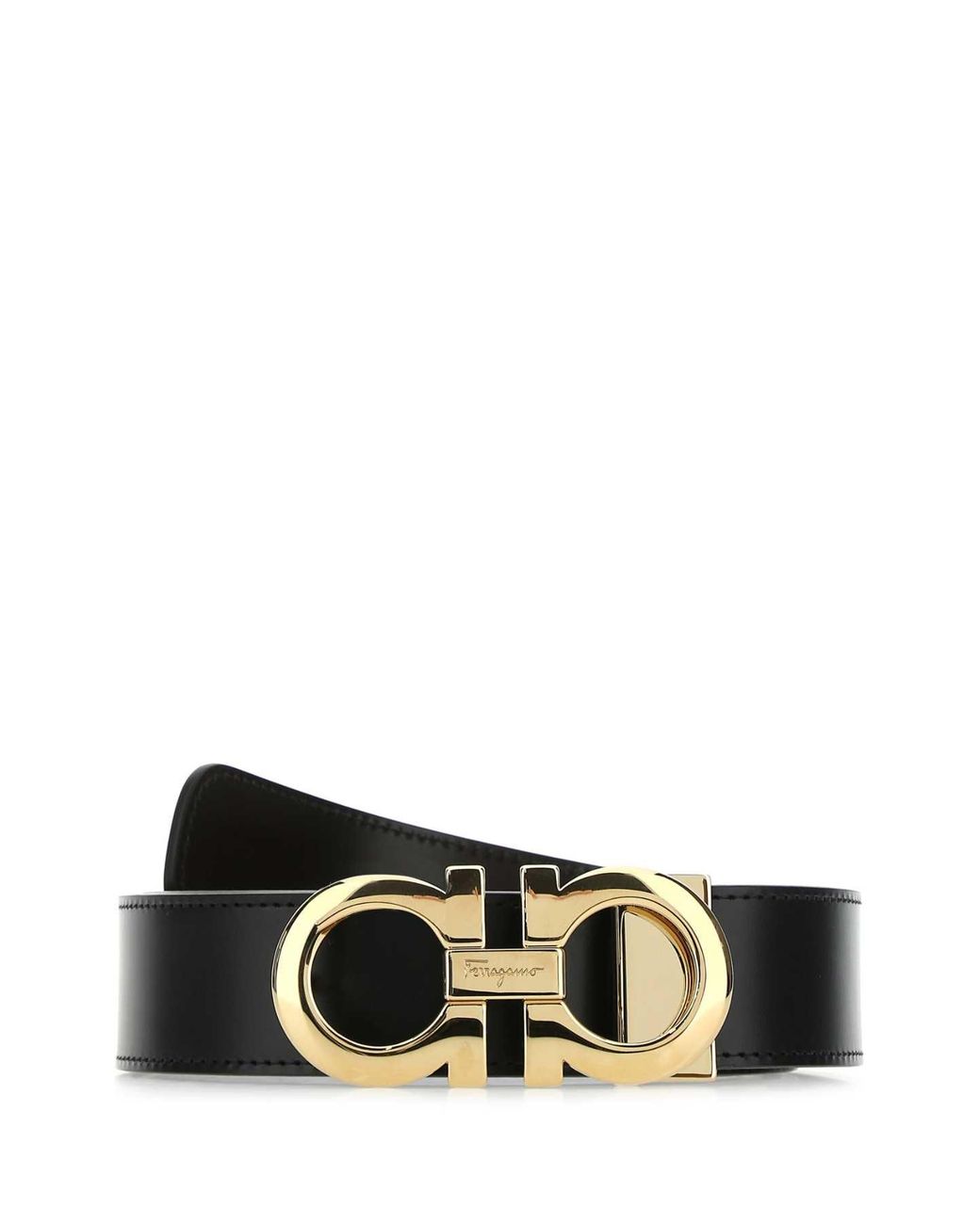 Ferragamo Black Salvatore Leather Reversible Belt for men