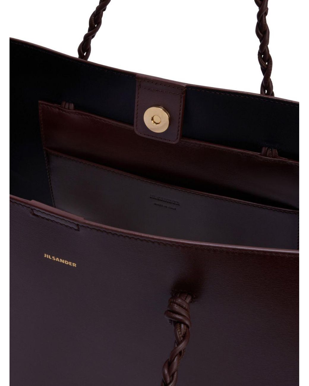 Jil Sander Red Tangle Leather Tote Bag