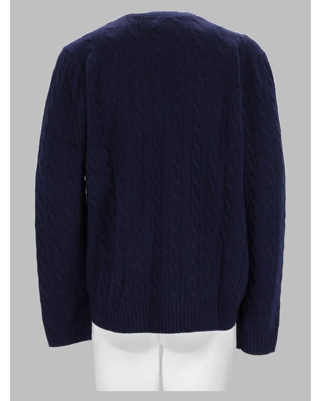 Polo Ralph Lauren Blue Cable-Knit V-Neck Wool-Cashmere Cardigan