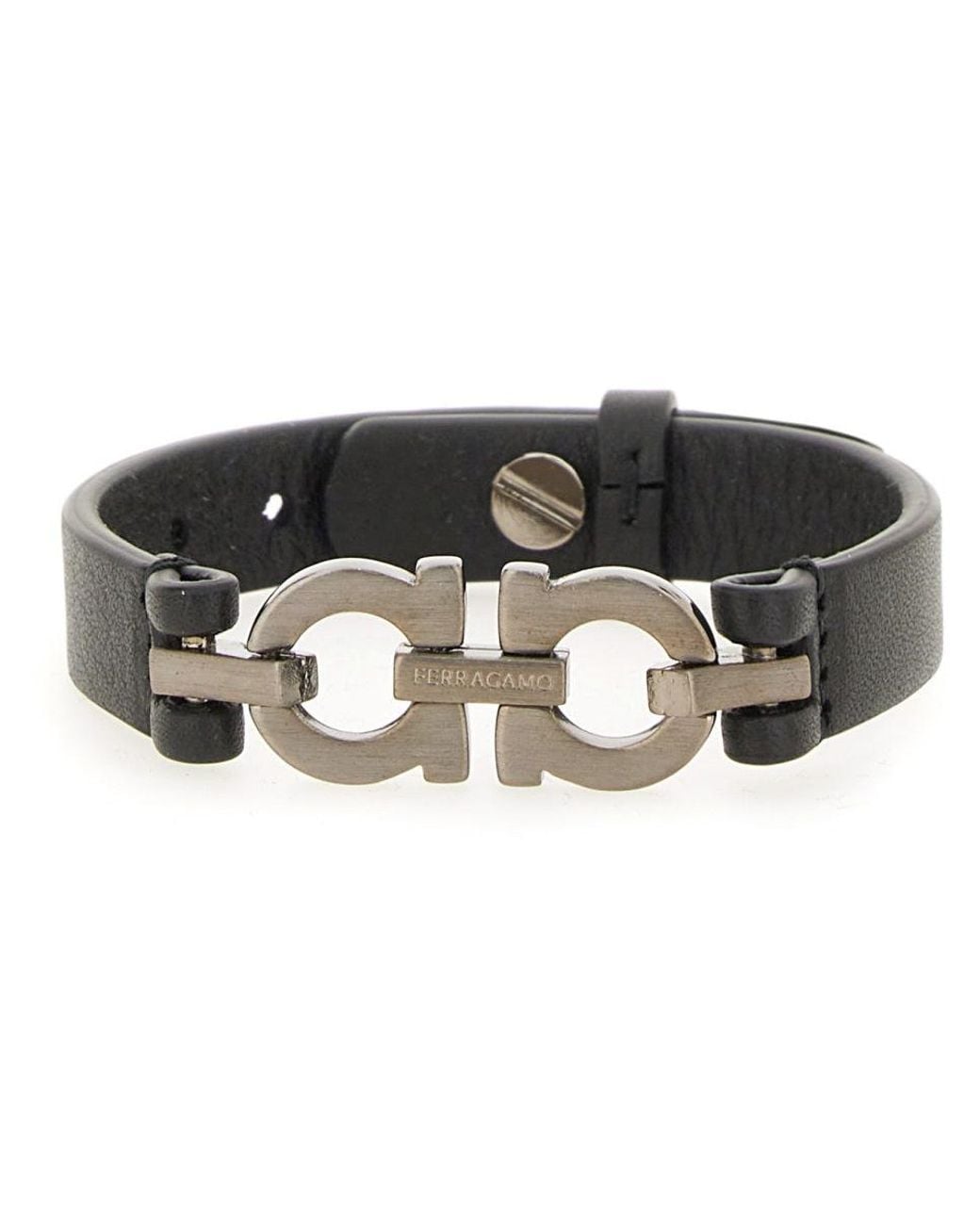 Ferragamo Black Bracelet With Double "Hooks" for men