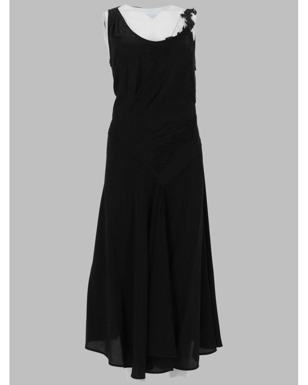 Victoria Beckham Black Sleeveless Lace Inserts Midi Dress