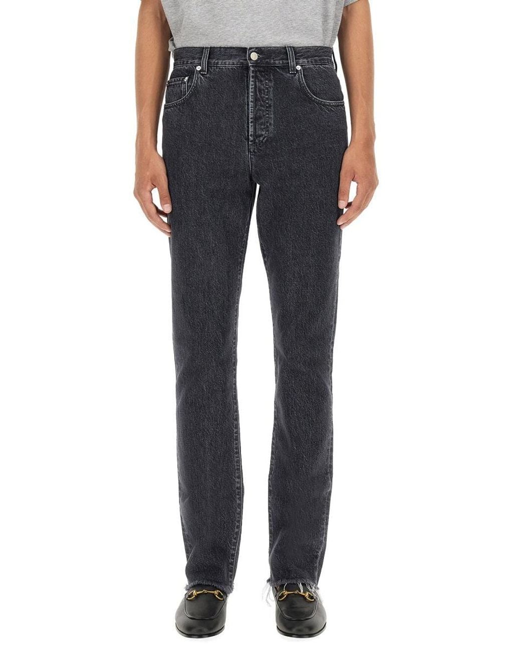 Gucci Blue Denim Pants With Label for men