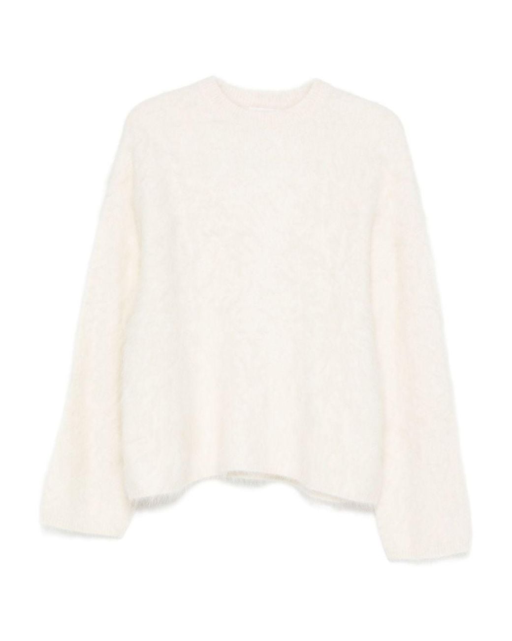 Soft Goat White Wool Crewneck Jumper