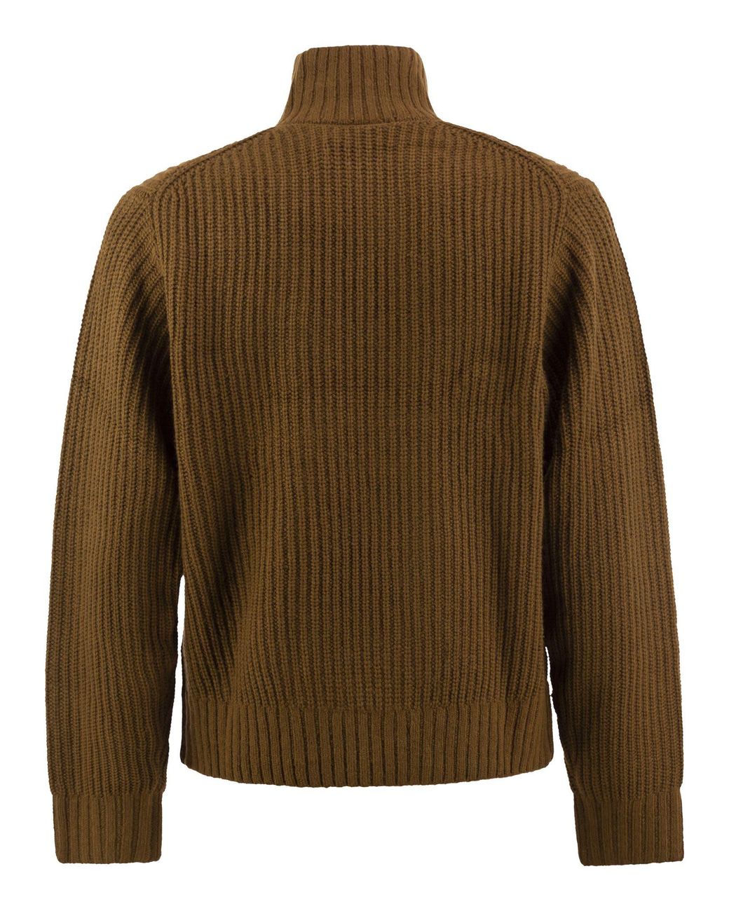 Carhartt Brown Rib-Knit Half-Zip High Neck Jumper