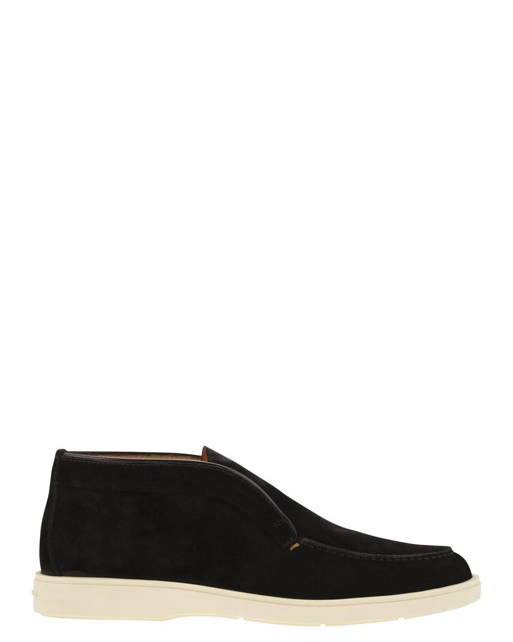 Santoni Black Suede Desert Boot for men