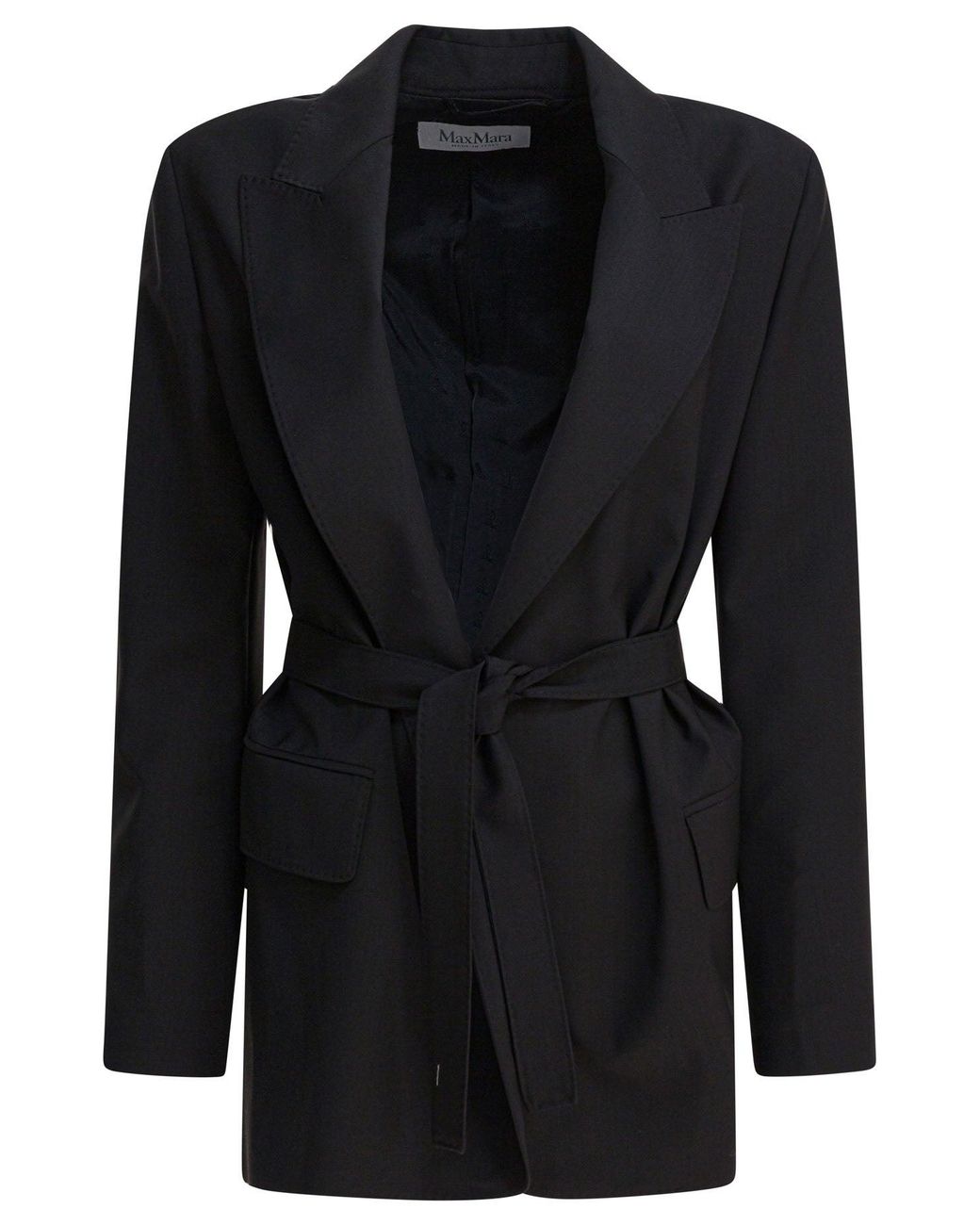 Max Mara Black Wool Canvas Blazer