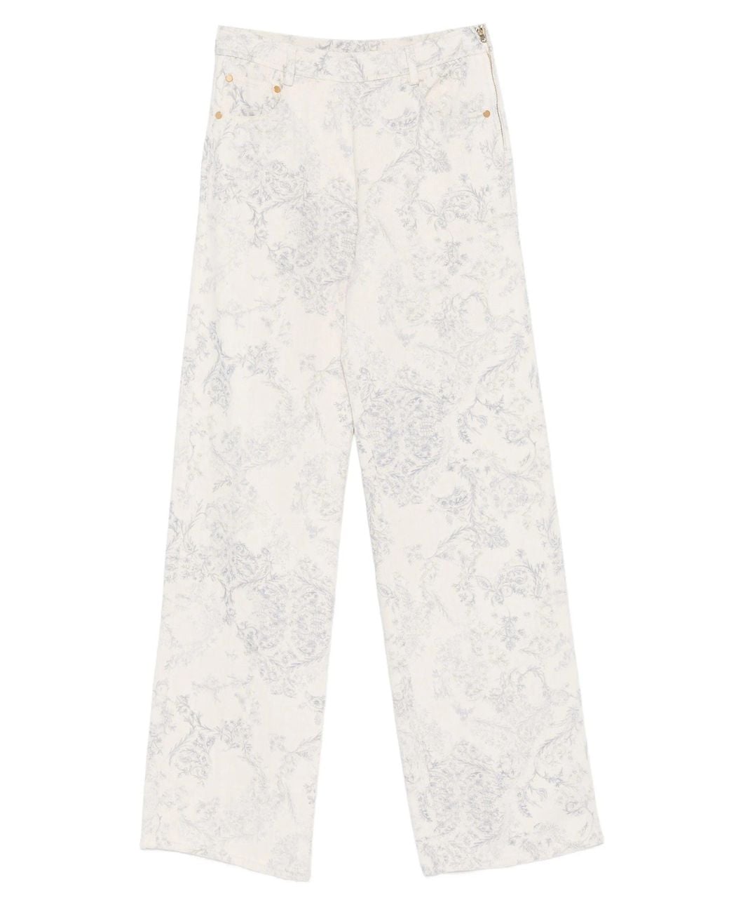 Forte_forte White Pants 5 Tasche Vita Alta Denim"Nontiscordardime"