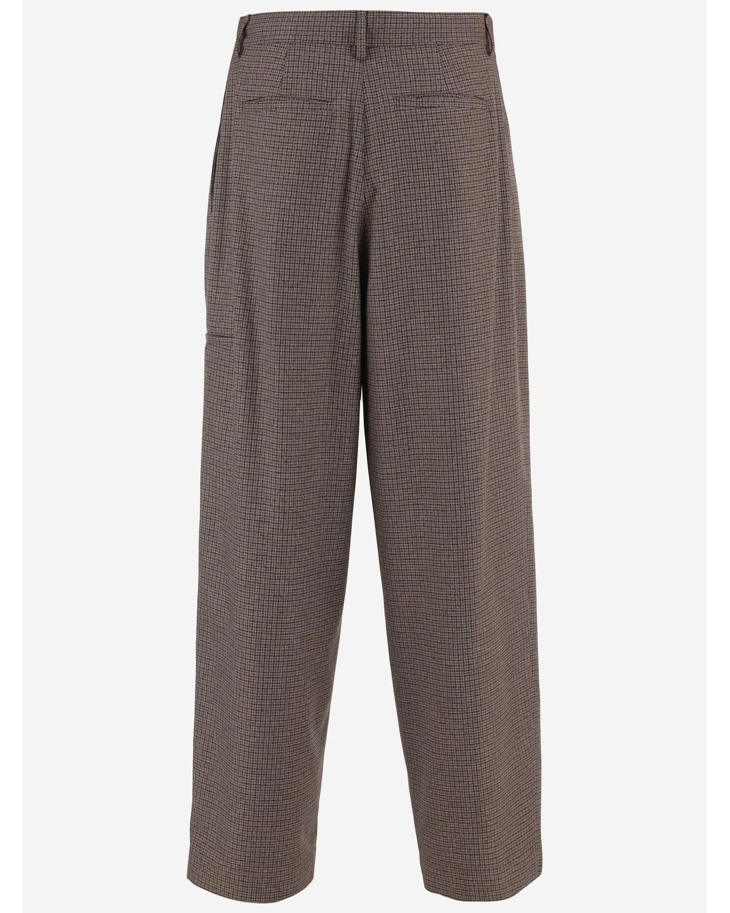 DARKPARK Gray Pants Checked Viscose-Blend Polyester Trousers for men