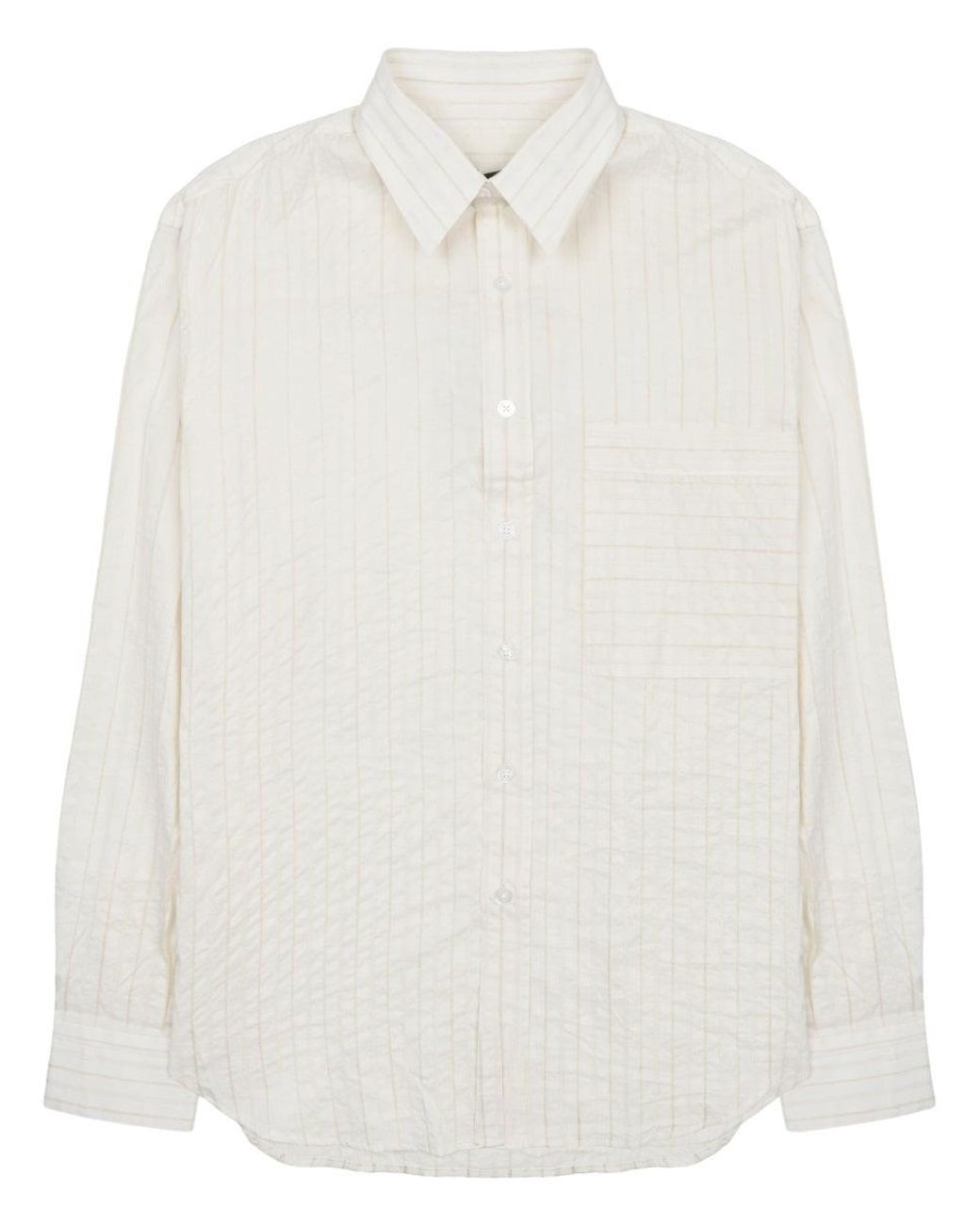 Costumein White Striped Button-Up Shirt for men