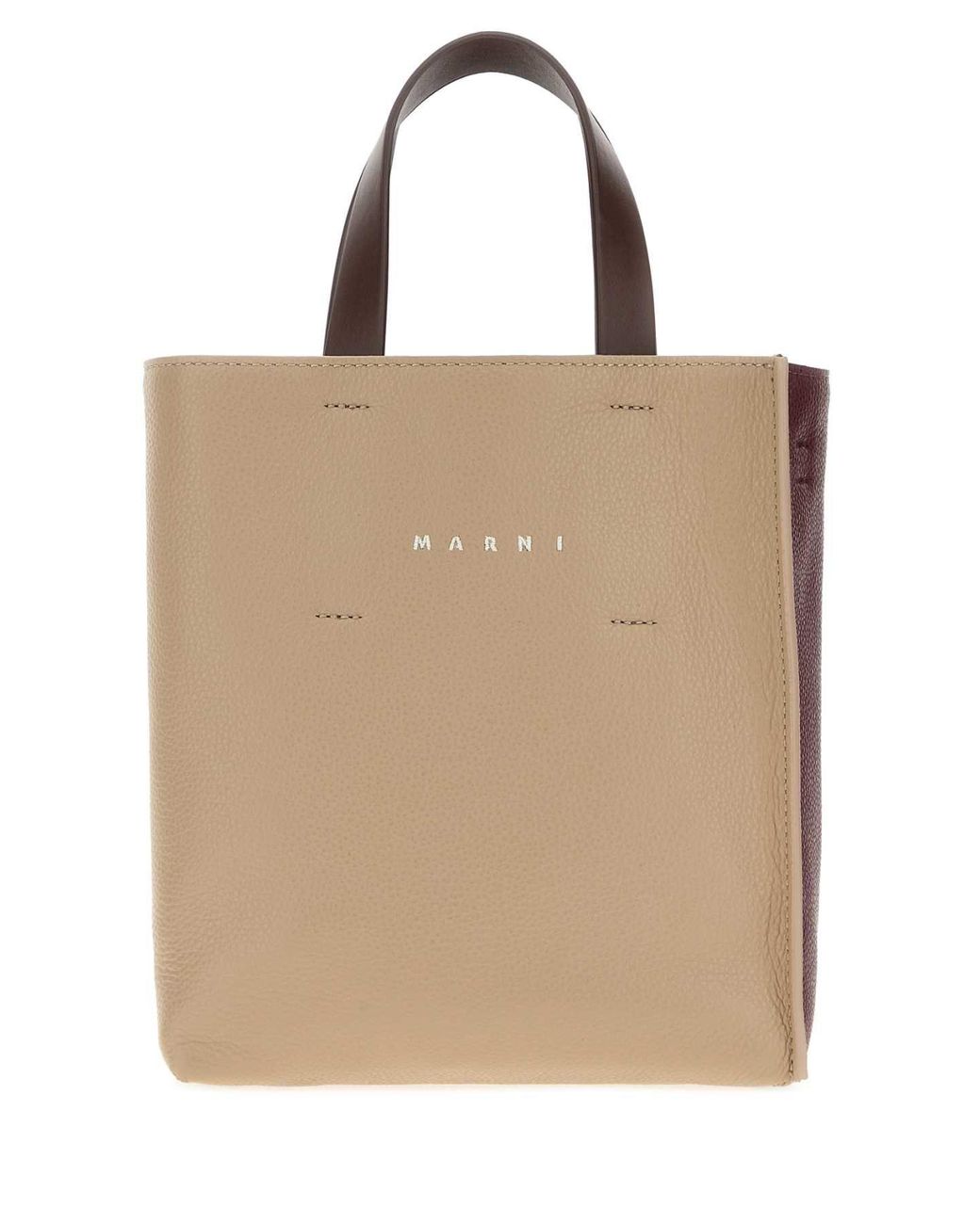 Marni Natural Two-Tone Leather Mini Museo Handbag