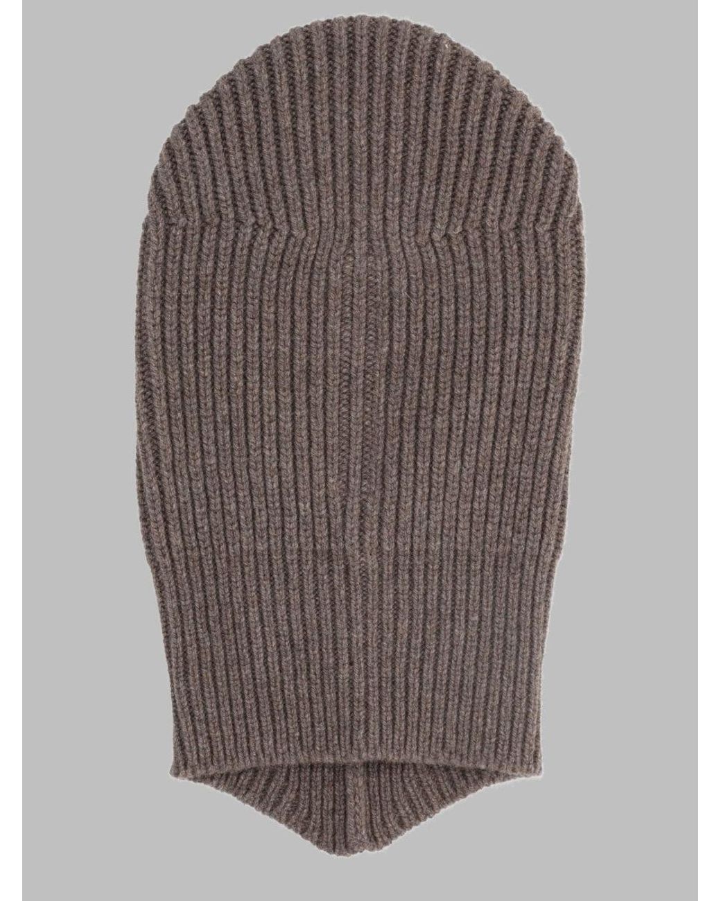 Rick Owens Gray Balaclava Porterville Cashmere Hat for men