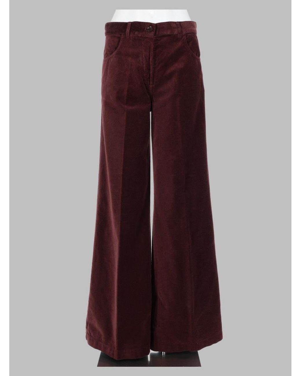 Aspesi Purple Wide-Leg Velvet Trousers